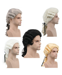 Male Baroque Male Fake Lawyer Cosplay Wig 