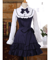 Vintage Inspired Ruffle Lolita Dress with Long Sleeves