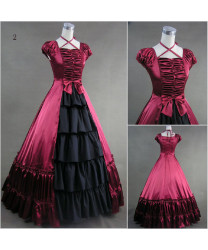 Exquisite Black and White Layered Ruffle Gothic Lolita Maxi Dress