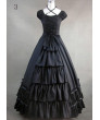 Exquisite Black and White Layered Ruffle Gothic Lolita Maxi Dress