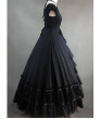 Exquisite Black and White Layered Ruffle Gothic Lolita Maxi Dress