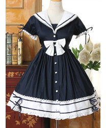 Classic Lolita Dresses Vintage Navy Lolita Dress with Bow