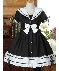 Classic Lolita Dresses Vintage Navy Lolita Dress with Bow