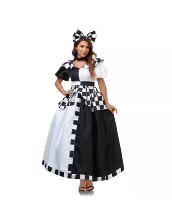 Custom Made Alice in wonderland Cruella de Vil Dress Halloween Cosplay Costumes