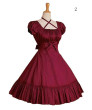 Sweet Lolita Style Burgundy Short Sleeve OP Dress