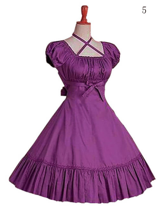 Sweet Lolita Style Burgundy Short Sleeve OP Dress