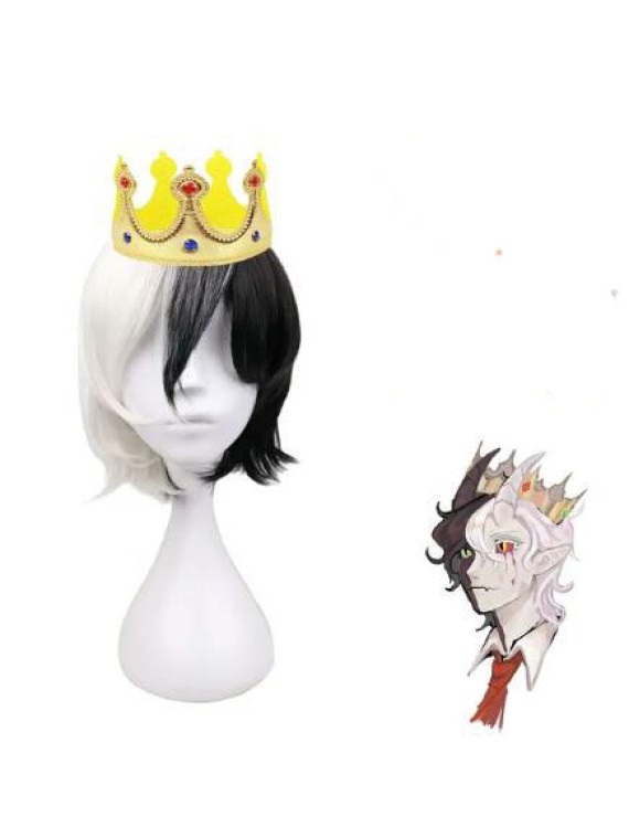 Dream SMP Ranboo Short Black White Cosplay Wig