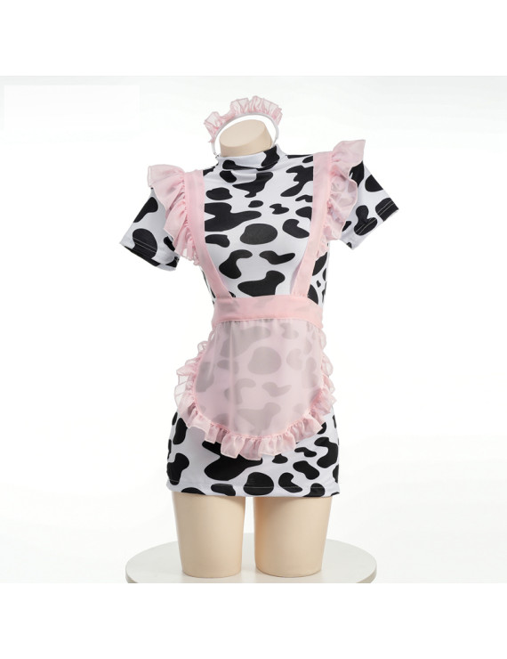 Pastel Pink Cow Maid Costume for Cosplay & Beach