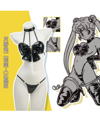 Sailor Moon Inspired Black Bikini Cosplay Outfit for Women