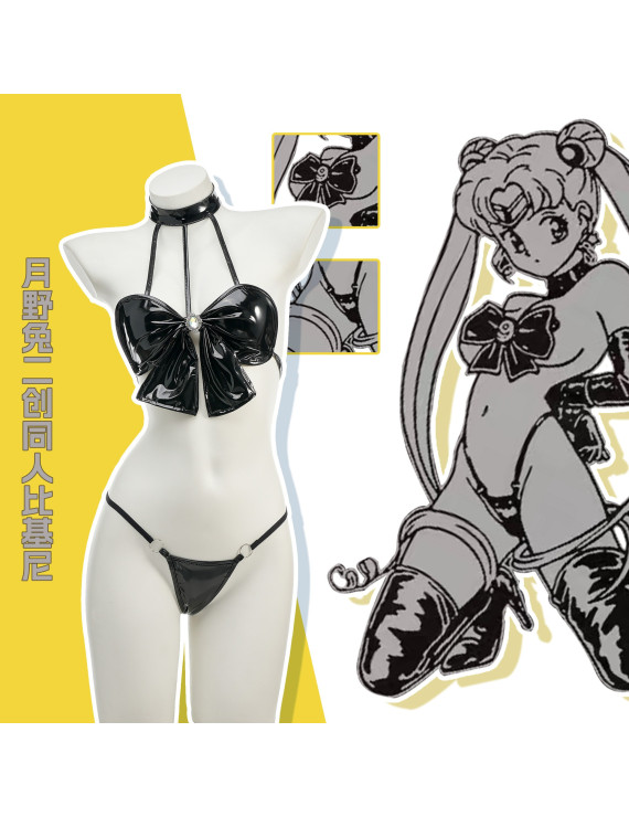 Sailor Moon Inspired Black Bikini Cosplay Outfit for Women