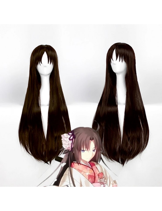 Fate grand order Saber Shiki Ryougi 80cm Black Straight Cosplay Wig