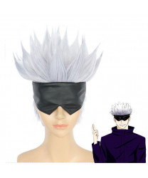 Jujutsu Kaisen Gojo Satoru Grey Short Cosplay Wig with Patch