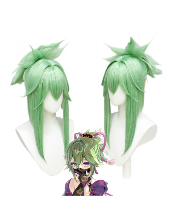 Genshin Impact Kuki Shinobu Green Cosplay wigs