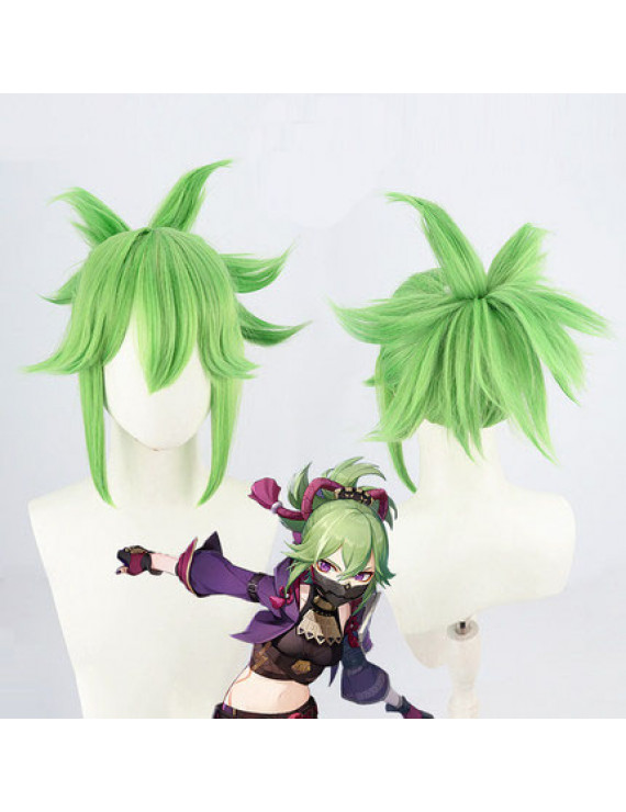 Genshin Impact Kuki Shinobu Green Cosplay Wig