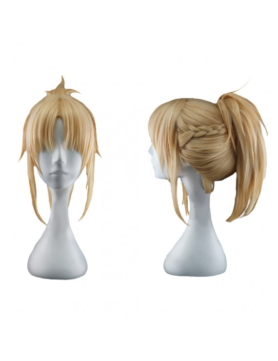 Fate Apocrypha Saber of Red Mordred Golden Cosplay Wig