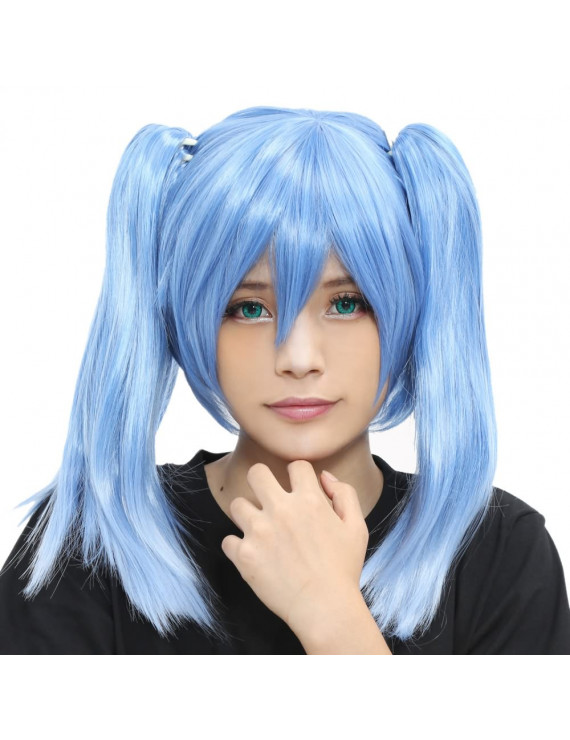 Kagerou Project Takane Enomoto Ene Cosplay Wig Light Blue Straight Anime Costume Wig With Bunches