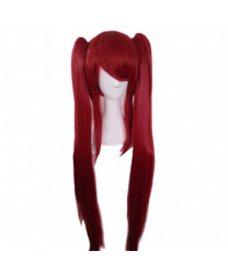 Fairy Tail Erza Scarlet Anime Long Straight Red Cosplay Hair Wig With Bunches