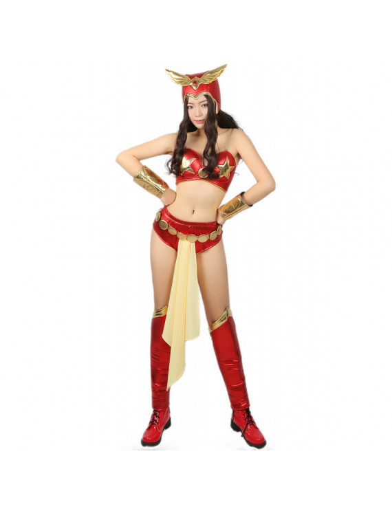 Darna Red PU Felmale Superhero Comic Cosplay Costume