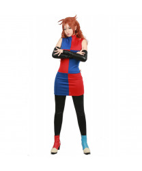 Dragon Ball Fighter Z Game Cosplay Android #21 Blue Red Colour Block Full Set Costume