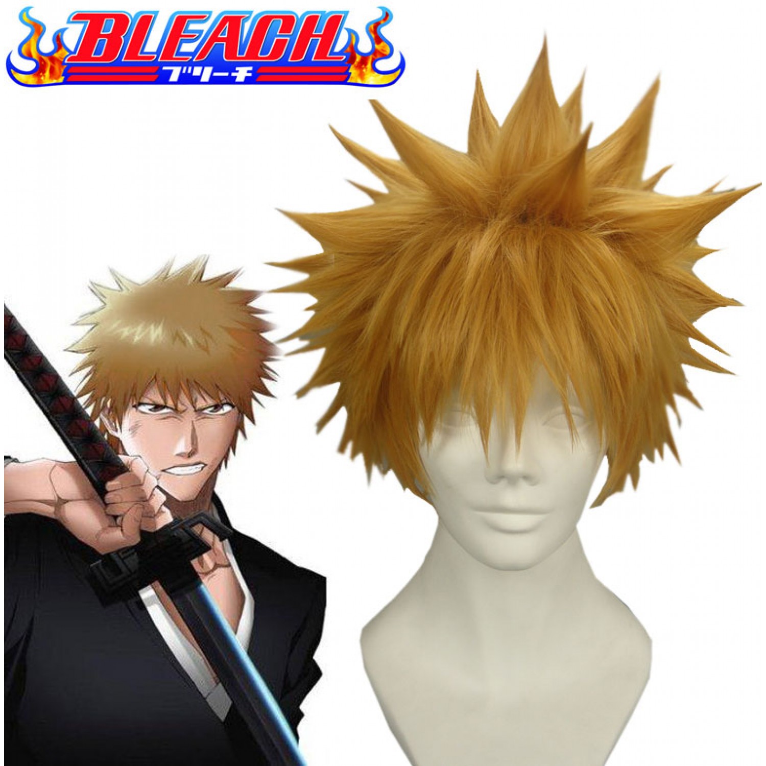 Bleach Kurosaki Ichigo Cosplay Wigs Heat Resistant Fiber Party Wig