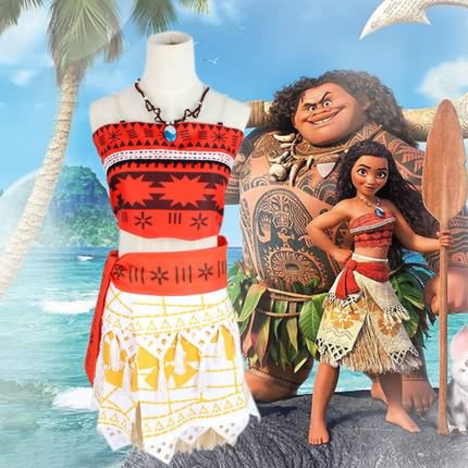 Moana Princess Fancy Dress Outfit Cosplay Costume For Adult Children Free Shipping 29 99