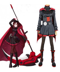 RWBY Season 1 Ruby Rose Black Gothic Dress Cosplay Costume