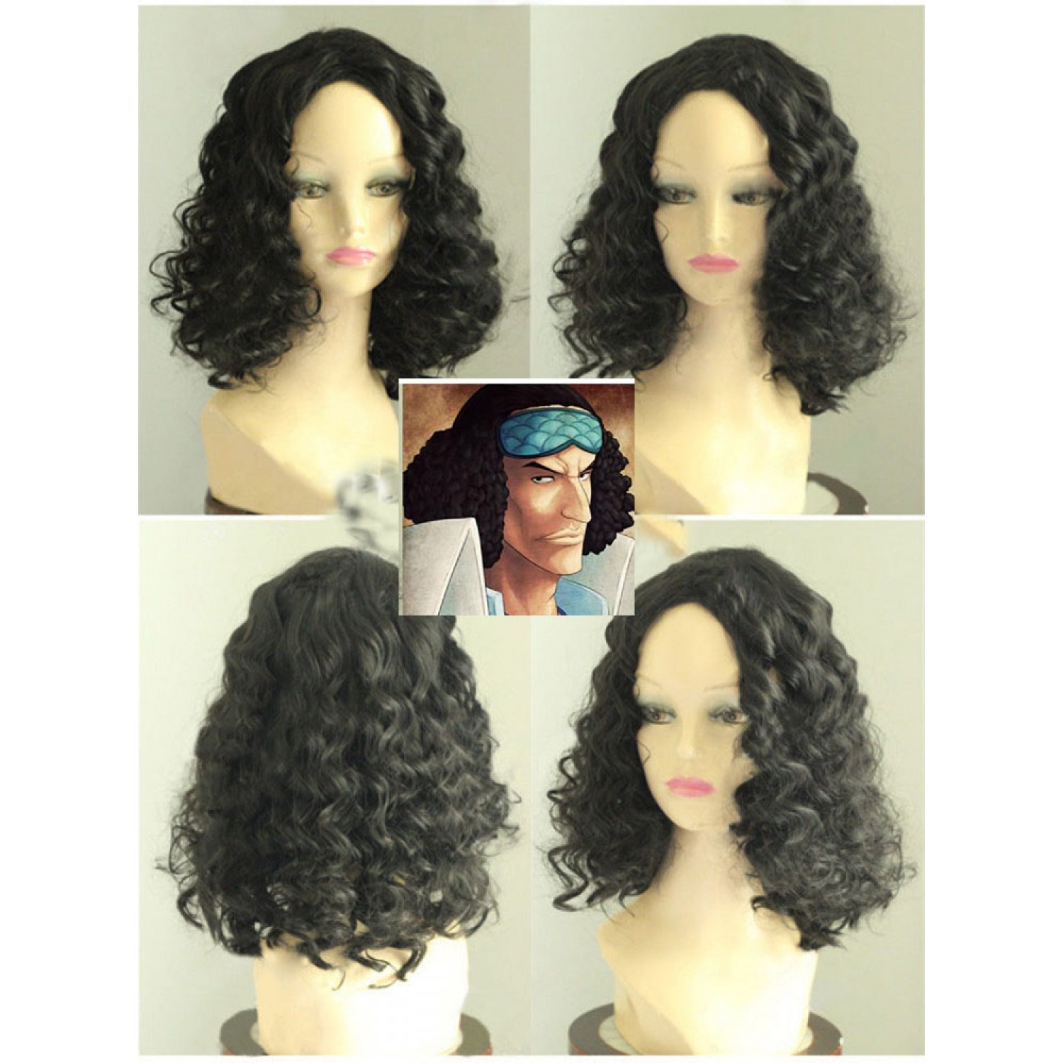 medium black cosplay wig