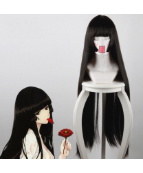 Jigoku Shoujo Ai Enma Long Straight Black Anime Cosplay Wigs