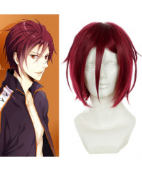 Free! Matsuoka Rin Wine Red Short Anime Cosplay Wig