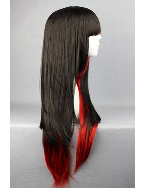 Black Red Long Straight Heat Resistant Fiber Sweet Lolita Wig ( free ...