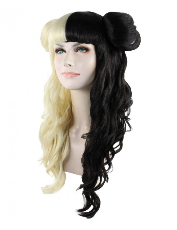 Half Blonde And Black Long Curly Melanie Martinez Wig Free Shipping 1999 