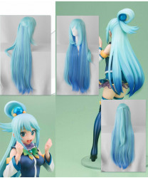 Konosuba Aqua Blue Long Straight Cosplay Synthetic Hair Wig