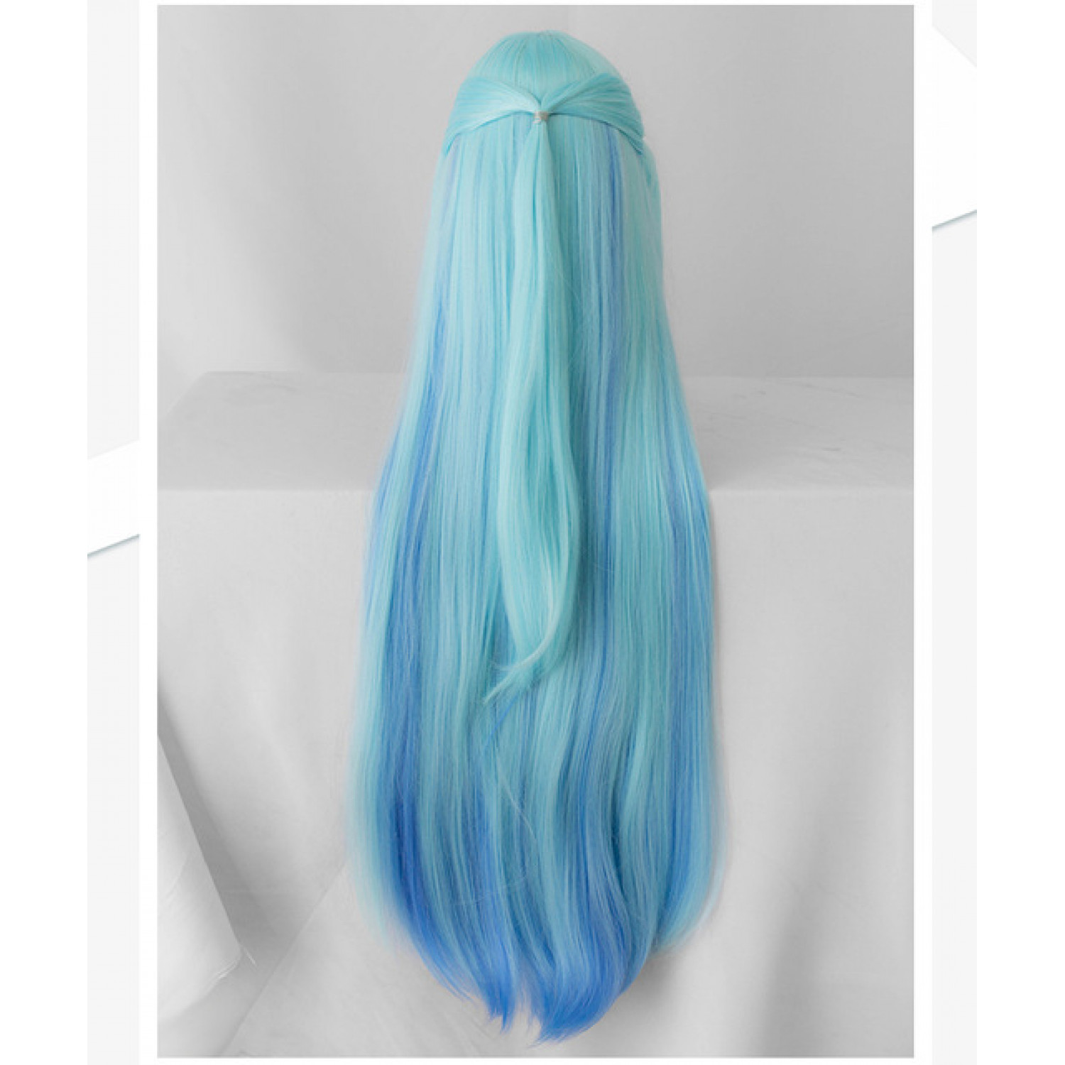 Konosuba Aqua Blue Long Straight Cosplay Synthetic Hair Wig ( free