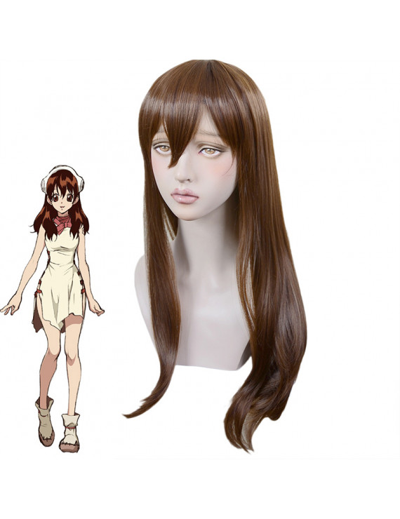 Dr Stone Ogawa Yuzuriha Brown Long Straight Cosplay Wig