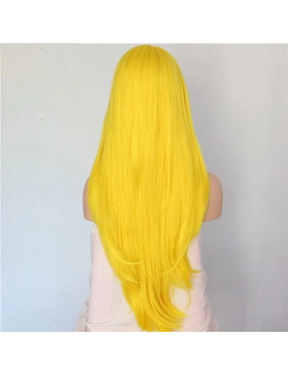 Best Long Yellow Wig Wavy Synthetic Lace Front Wigs Cosplay Wig 24 Inch Free Shipping 4999 