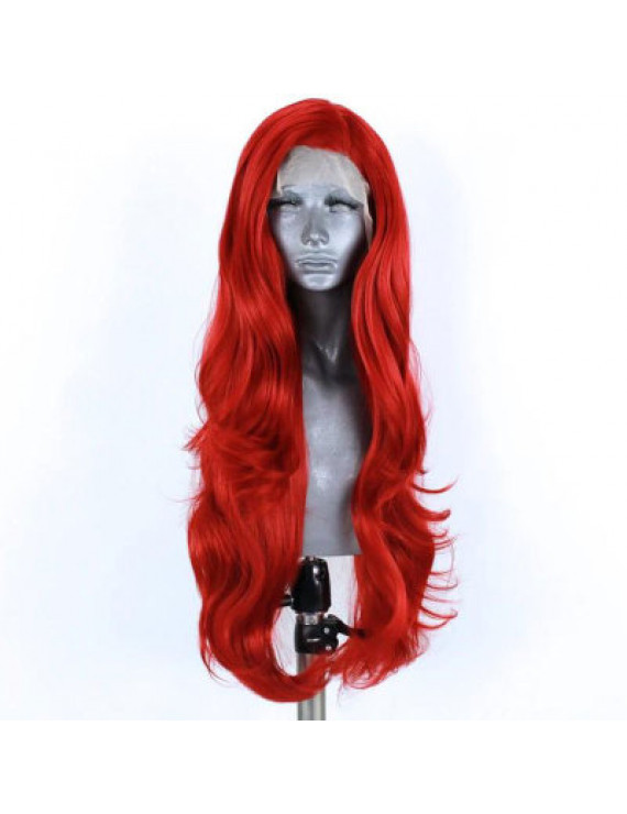 24 inch long curly hair Red color Synthetic Lace Front Wig ( free ...