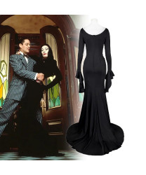 Morticia Addams Mermaid Dress Wednesday Addams Goth Black Dress cosplay costume