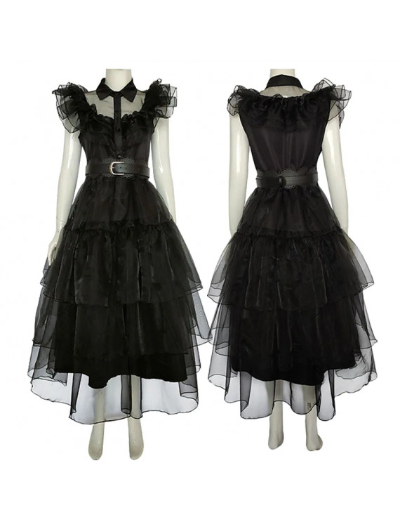 Wednesday Wednesday Addams cosplay costume Gothic Black Movie Lolita ...