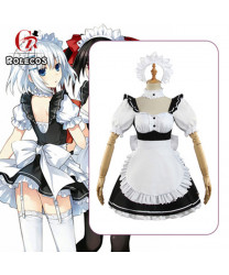 Date A Live Kurumi Tokisaki Black White Maid Cosplay Costume